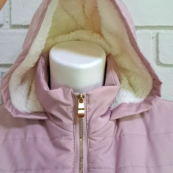Cavalini Purplish Pink Sleeveless Hooded Fuzzy Lined Jacket. Size Small NWOT - Picture 2 of 12